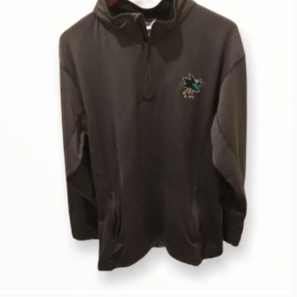 Men’s NHL Sharks Ice Hockey Grey 1/4 Zip Pullover